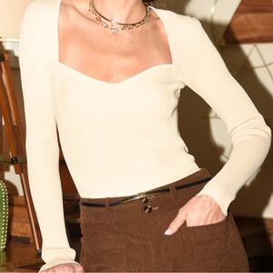 Glacie Long Sleeve Rib Knit Top in Ecru